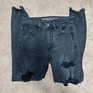 American Eagle Outfitters Charcoal Distressed Skinny Jeans